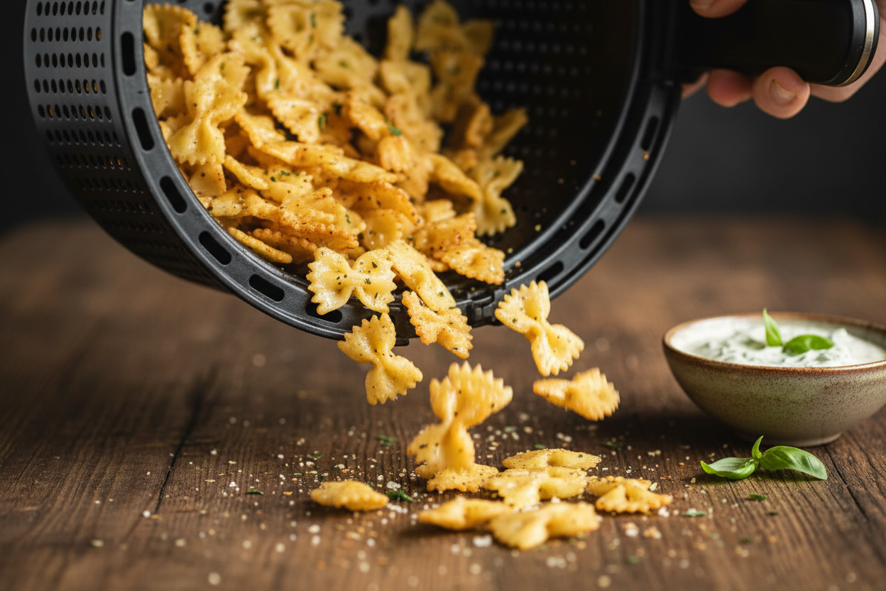 Crispy Air-Fried Pasta Chips: The Ultimate Viral Snack 3 Pasta Chips preparation step 2