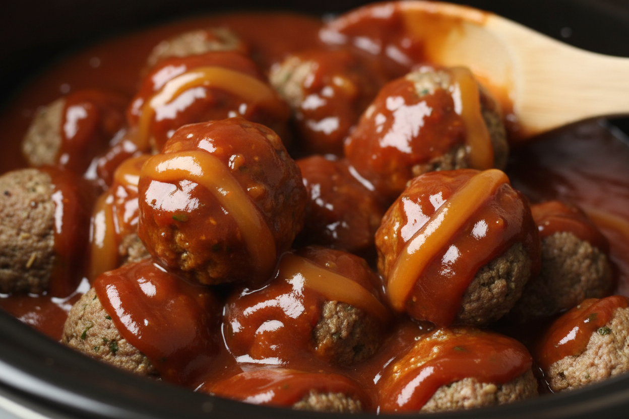 Easy Crockpot Pineapple BBQ Beef Meatballs 2 Slow Cooker Pineapple Barbecue Meatballs preparation step 1