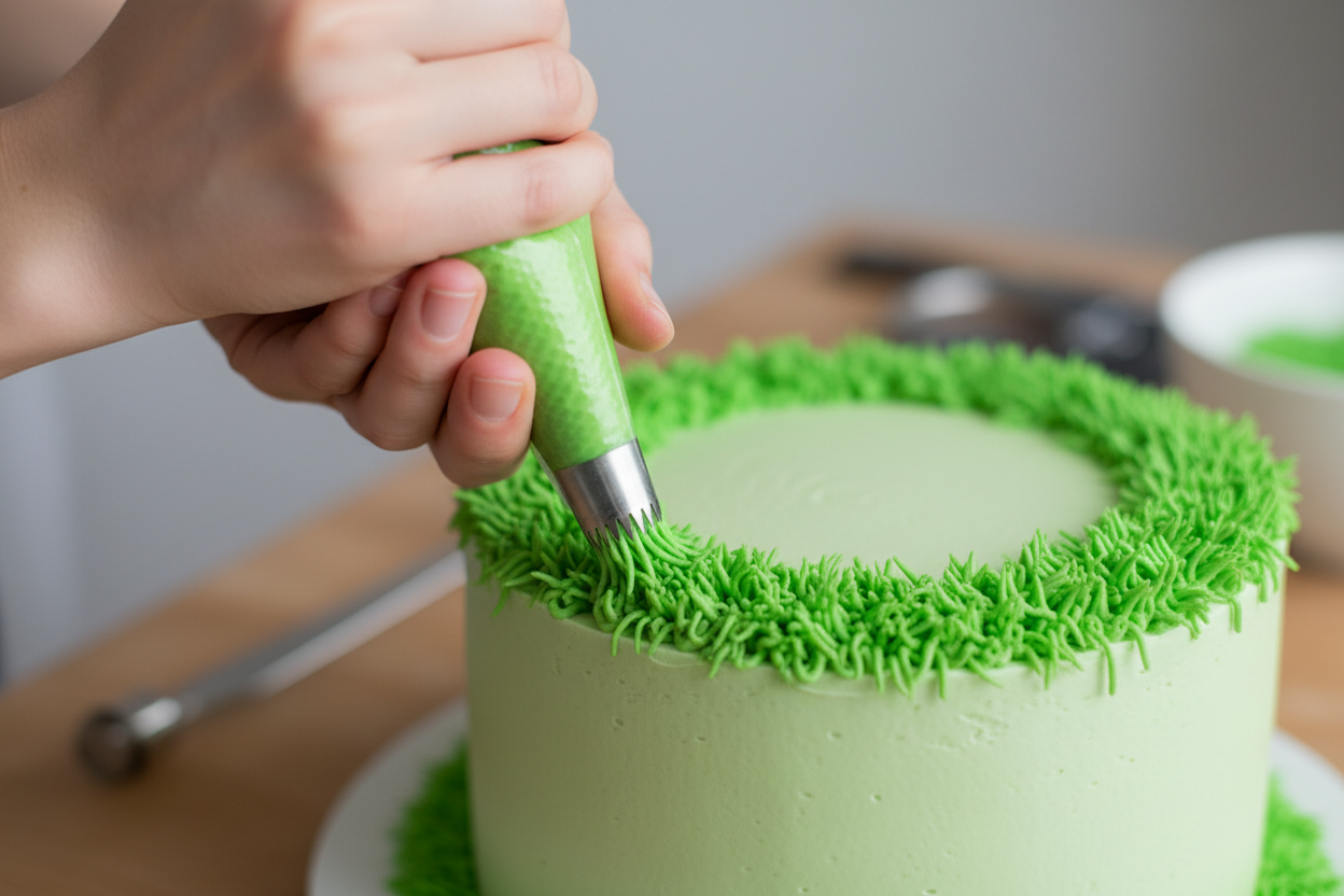 How to Make a Football-Themed Cake with Frosting 3 Soccer Buttercream Cake preparation step 2