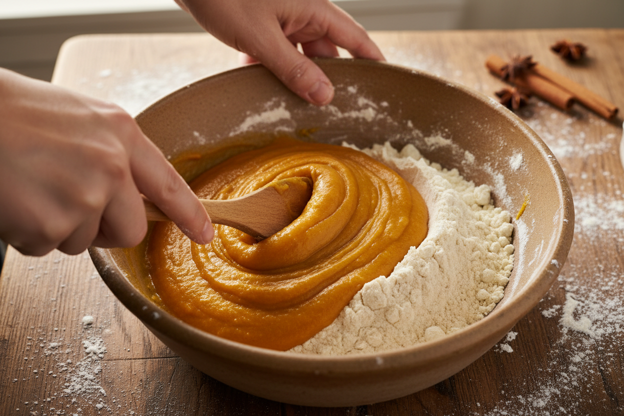 Sourdough Pumpkin Pancakes preparation step 1