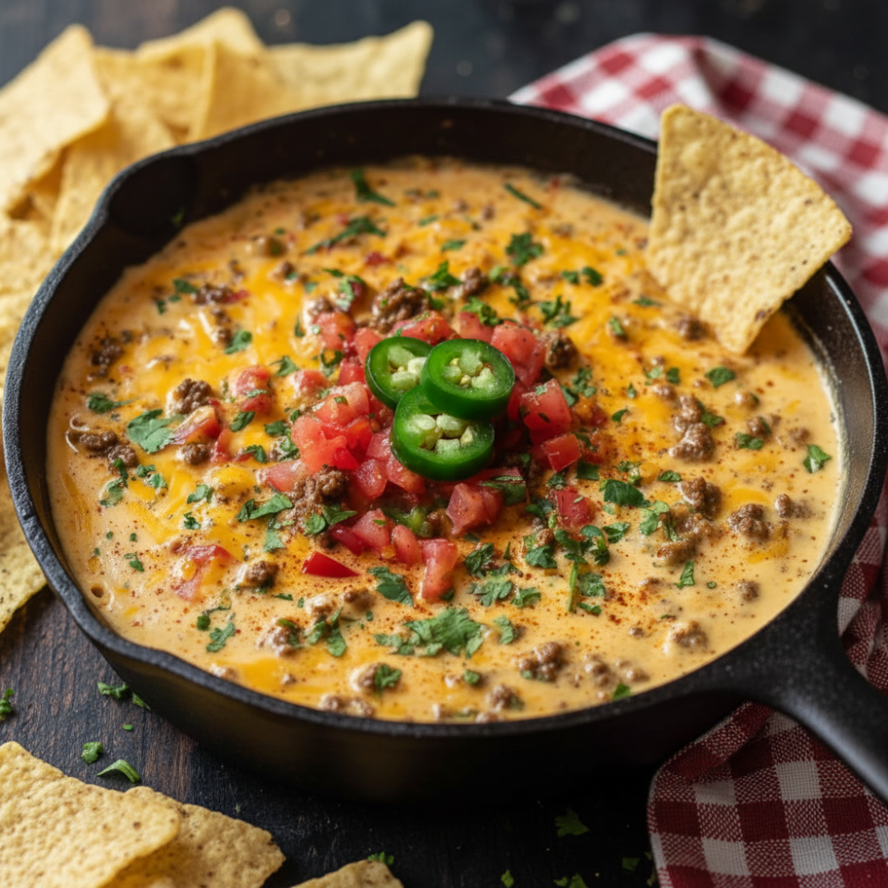 Hearty Cowboy Queso Dip Recipe (Loaded Beef & Cheese) 1 Hearty Cowboy Queso Dip Recipe (Loaded Beef & Cheese)