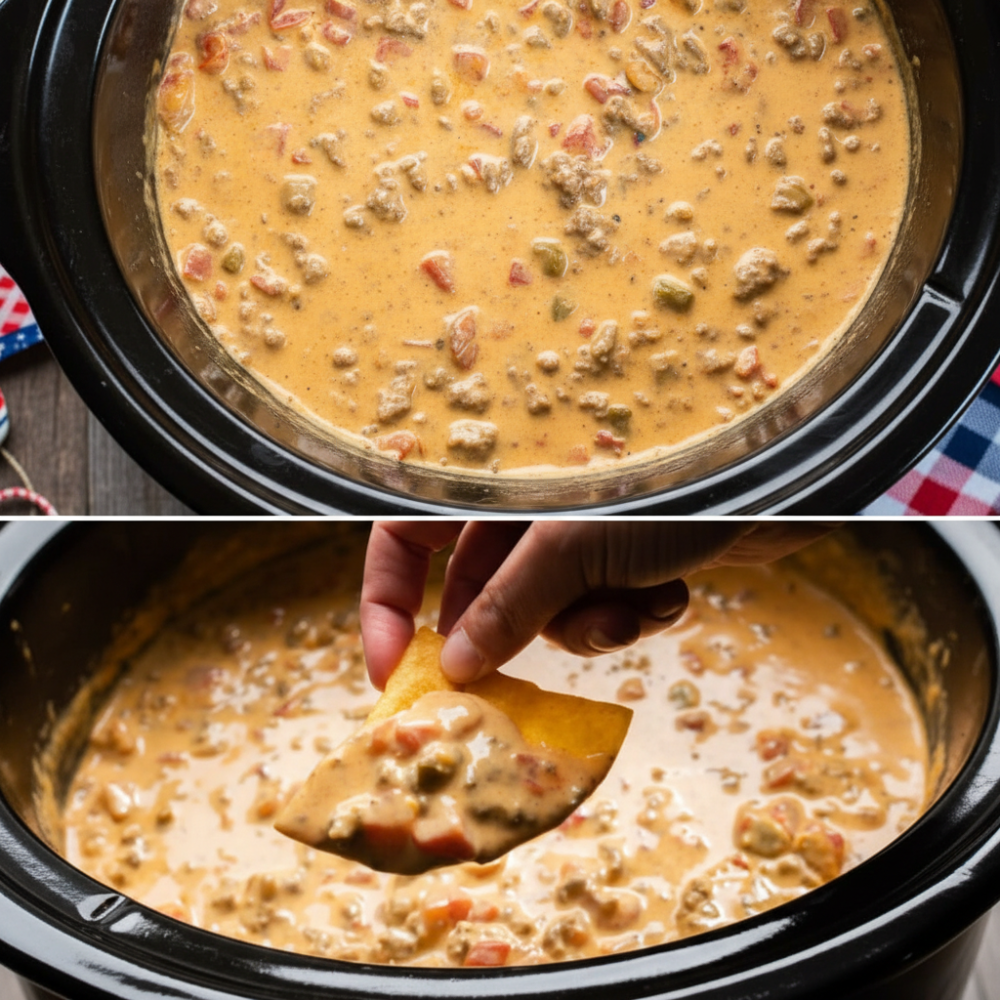 Creamy Crockpot Rotel Dip with Ground Beef (Easy Queso) 1 Creamy Crockpot Rotel Dip with Ground Beef (Easy Queso)