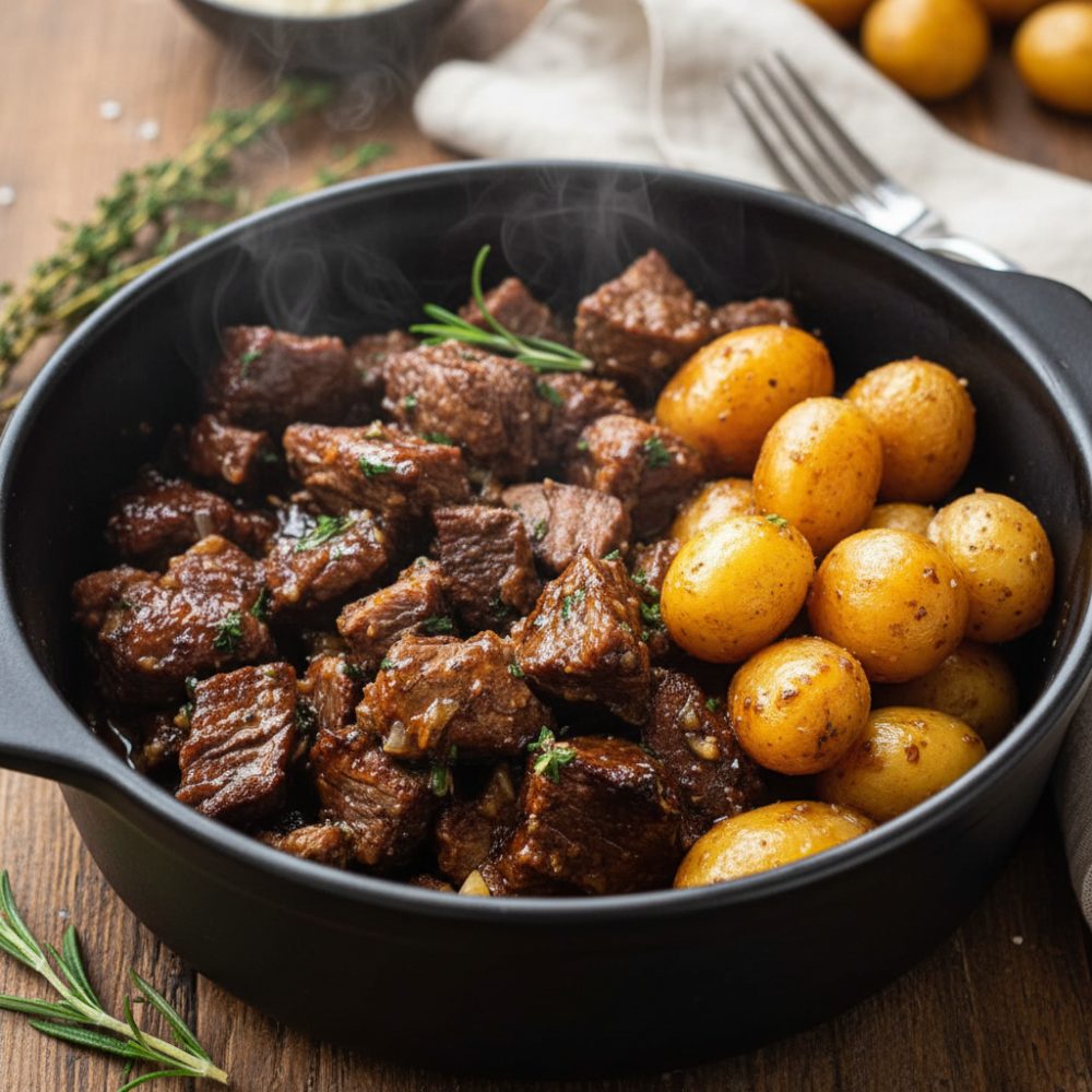 Slow Cooker Garlic Butter Beef Bites & Potatoes 1 Slow Cooker Garlic Butter Beef Bites & Potatoes