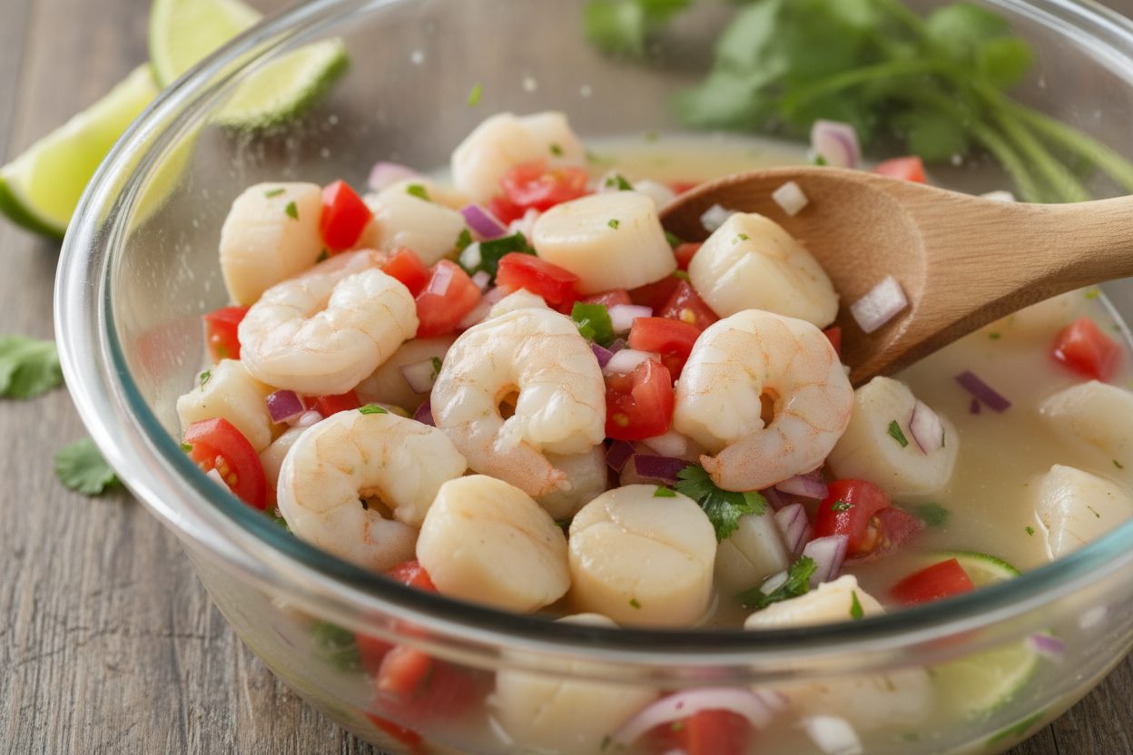 Authentic Shrimp Ceviche Recipe with Scallops & Avocado 3 Authentic Shrimp Ceviche Recipe preparation step 2