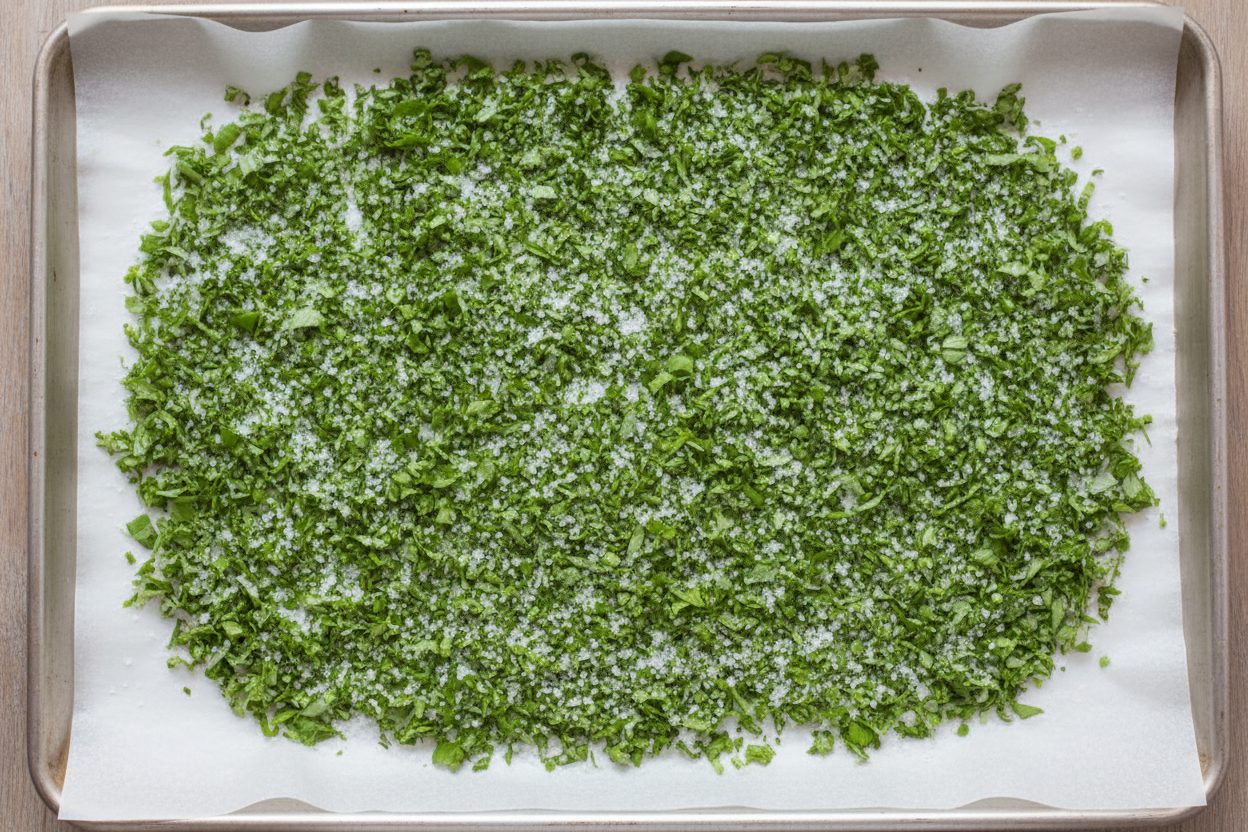 Homemade Herb-Infused Sea Salt Recipe (Quick & Easy) 3 Basil Salt Recipe preparation step 2