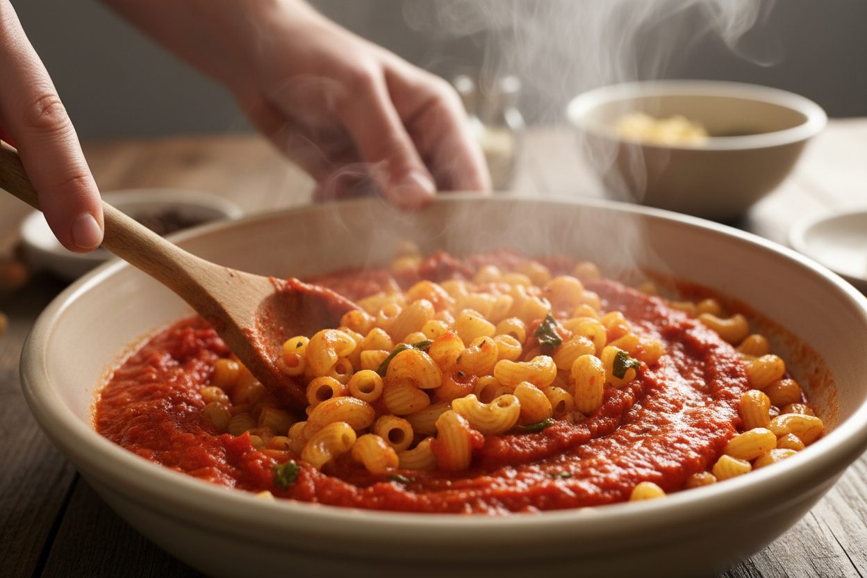 Cute Teddy Bear Macaroni Art: Fun Kids Pasta Recipe 2 Bear Face Macaroni with Tomato Sauce preparation step 1