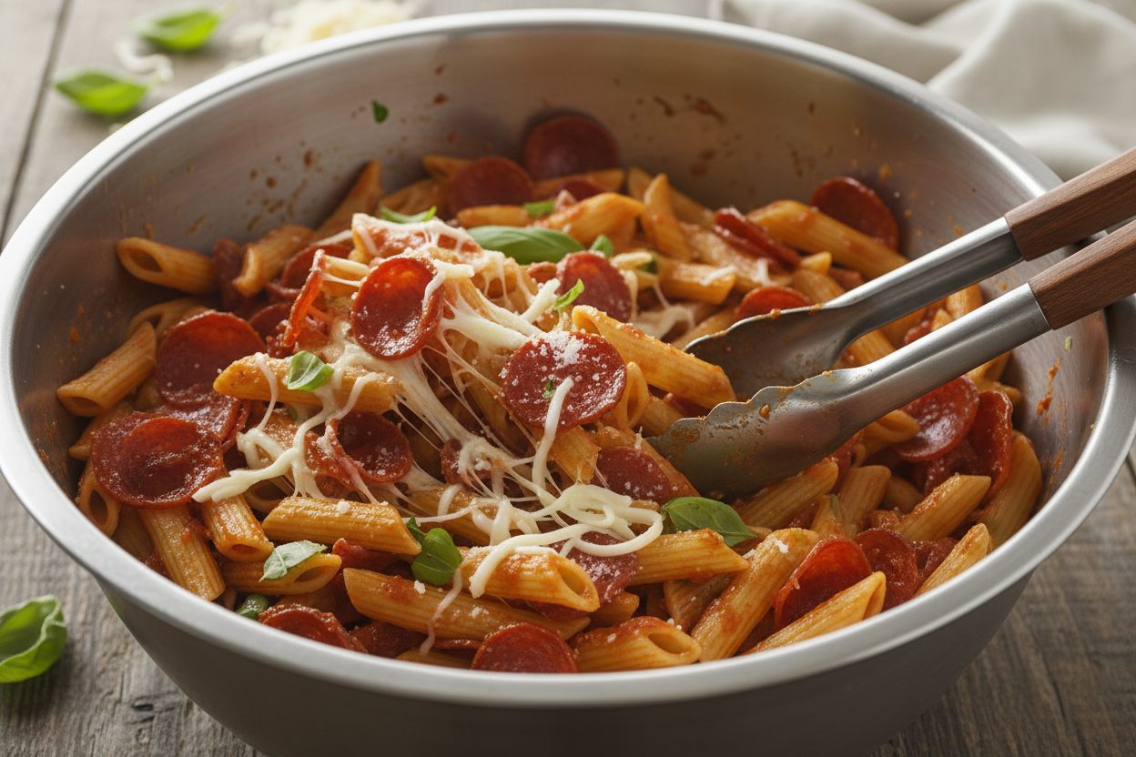 Beef Pepperoni Pasta Bake preparation step 1