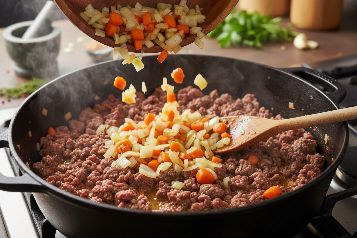 Cabbage Roll Soup with Beef preparation step 1