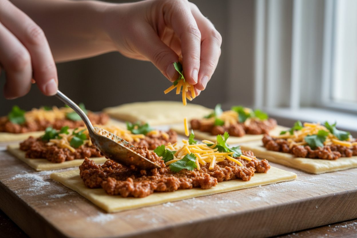 Easy Baked Beef Taco Roll-Ups (Kid-Friendly Dinner) 2 Cheesy Taco Sticks preparation step 1