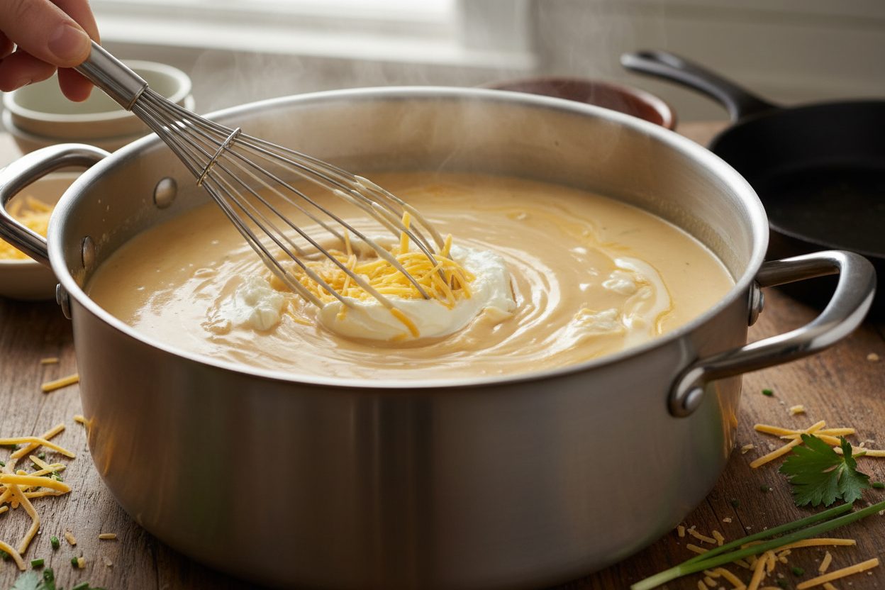 Creamy Chicken Enchilada Soup Recipe (Stove Top or Crock Pot) 3 Chicken Enchilada Soup preparation step 2