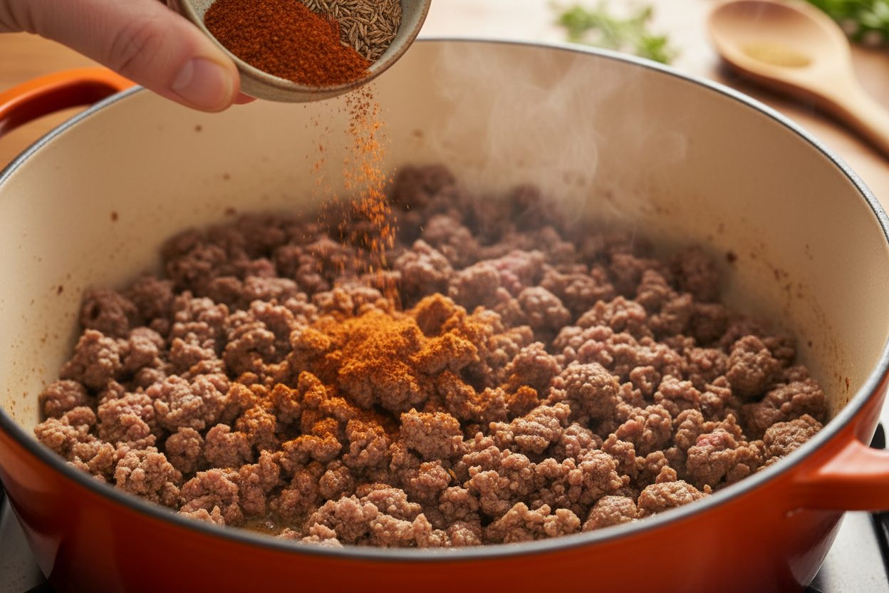 Homemade Cheesy Beef Chili Macaroni Recipe 2 Chili Mac preparation step 1