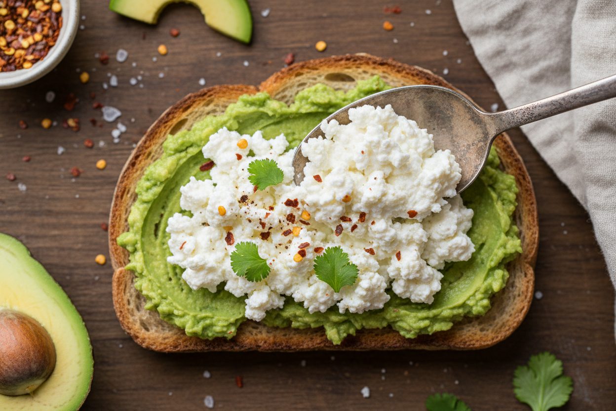 Cottage Cheese Avocado Toast preparation step 2