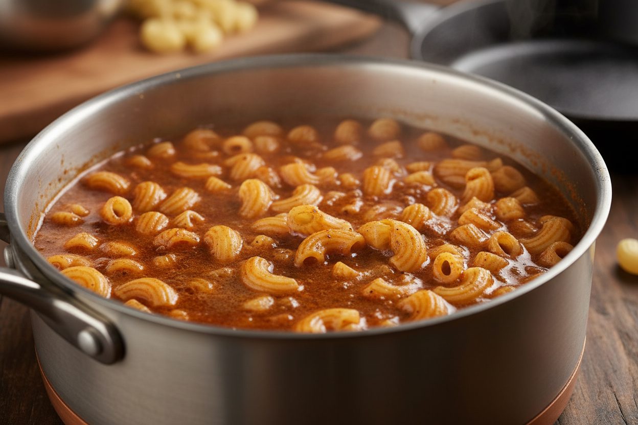 Creamy Cheesy Beef and Macaroni (One-Pot Family Dinner) 3 Creamy Chili Mac preparation step 2
