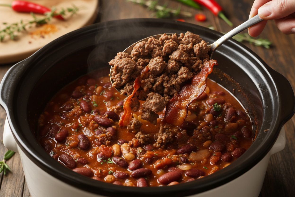 Crock Pot Cowboy BBQ Beans preparation step 1