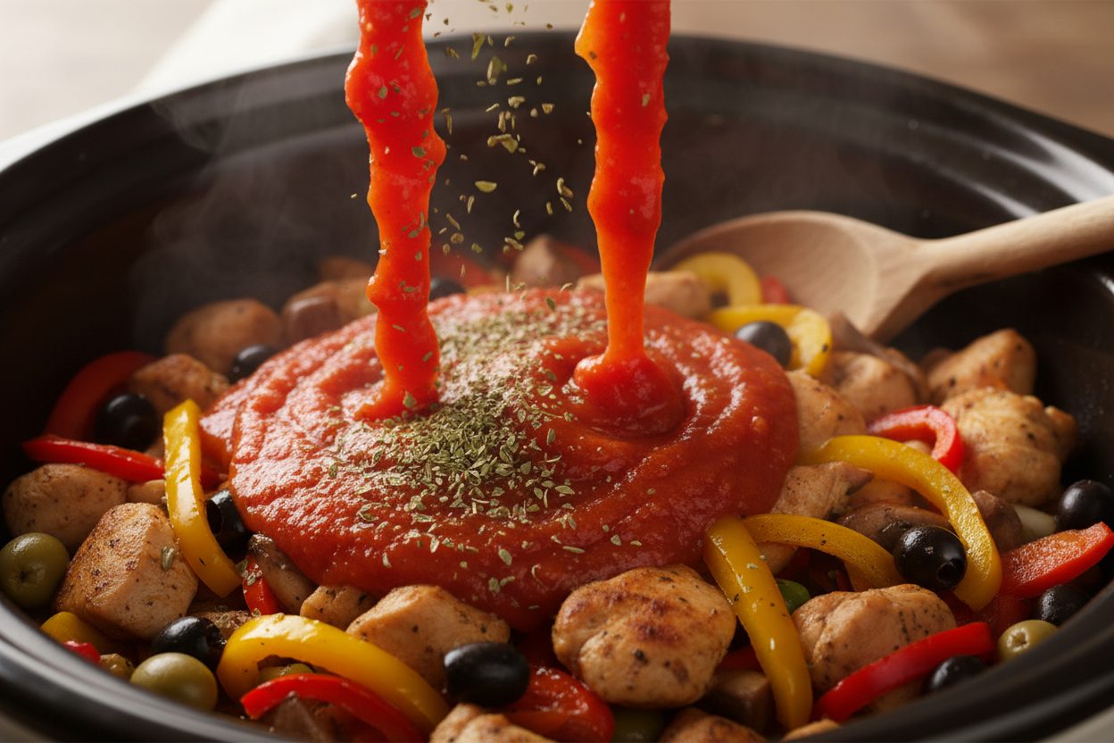 Crockpot Chicken Cacciatore preparation step 2