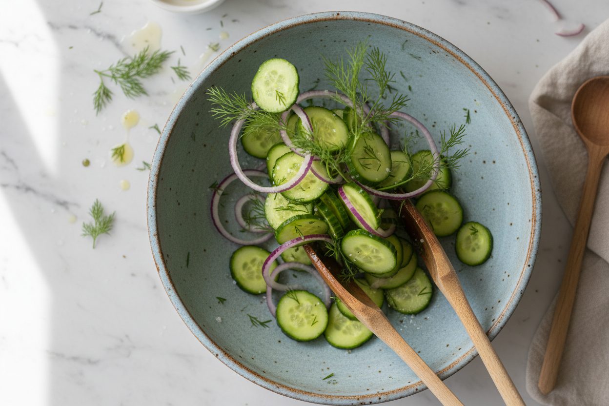 Cucumber Salad with Fresh Dill and Red Onion preparation step 2