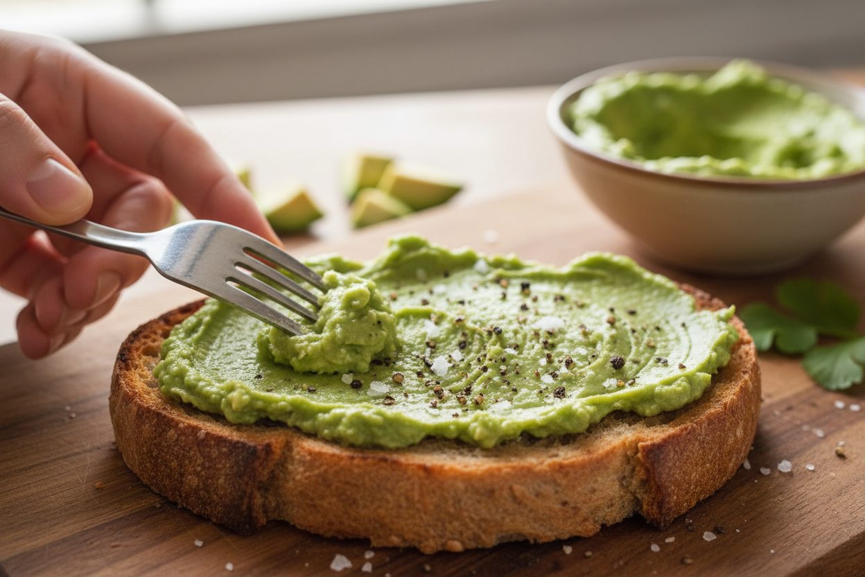 Cute Frog Avocado Toast preparation step 1
