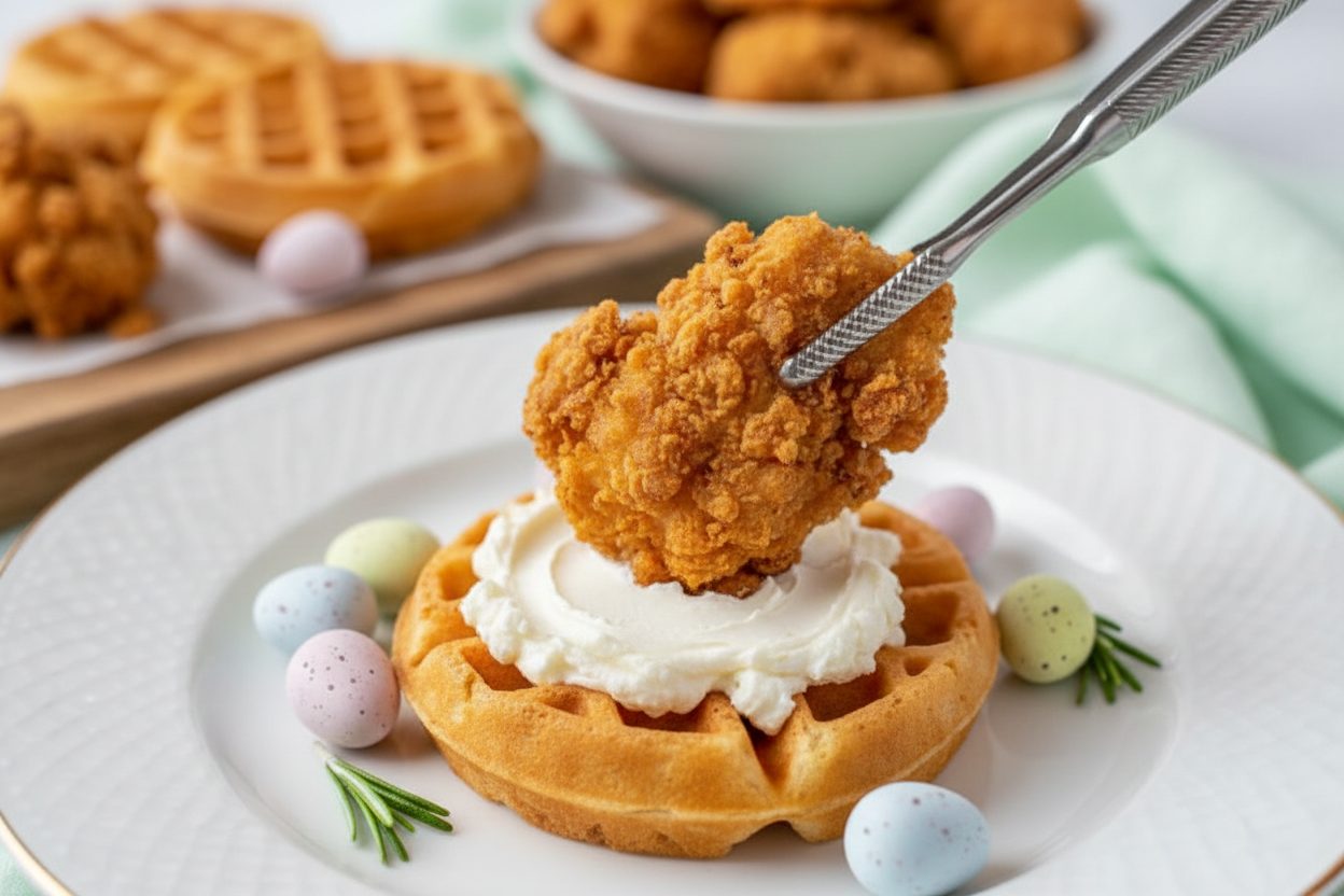 Easy Easter Finger Foods: Mini Chicken & Waffle Bites 3 Cutest Easter Finger Foods preparation step 2
