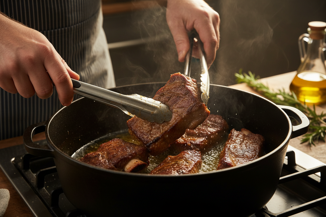 Dutch Oven Beef Short Rib Ragu with Pappardelle Pasta 2 Dutch Oven Short Rib Ragu with Pappardelle preparation step 1