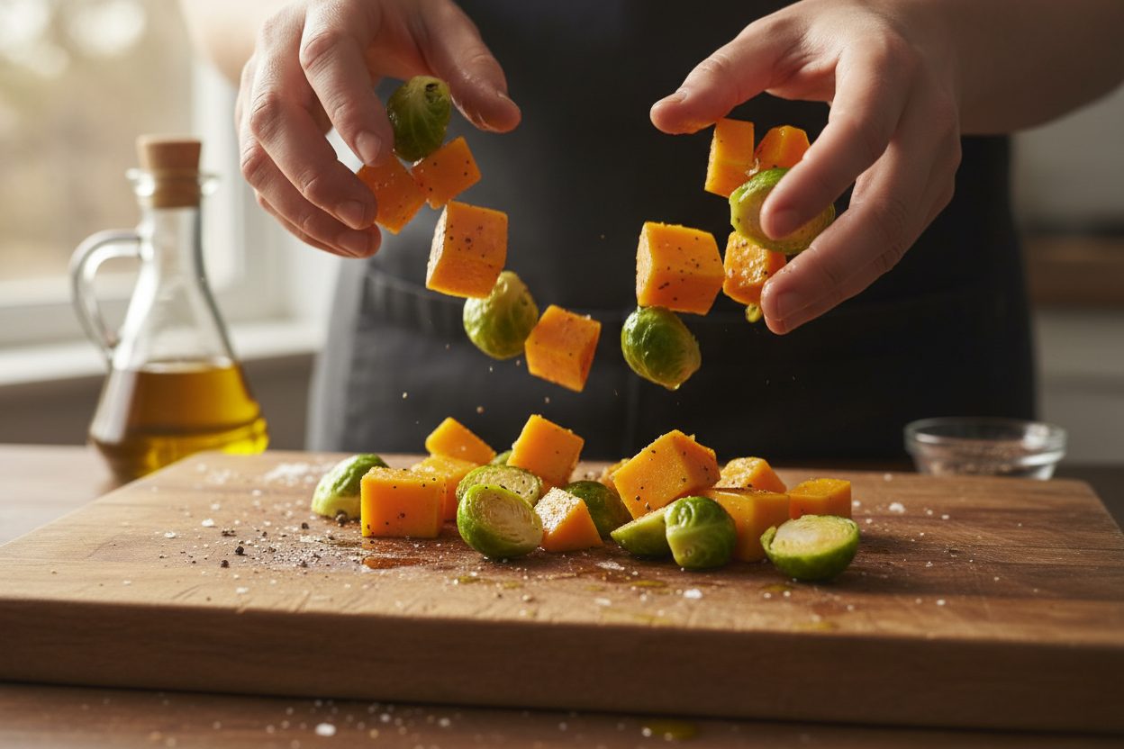 Easy Autumn Chicken Tortellini with Butternut Squash & Brussels Sprouts preparation step 1