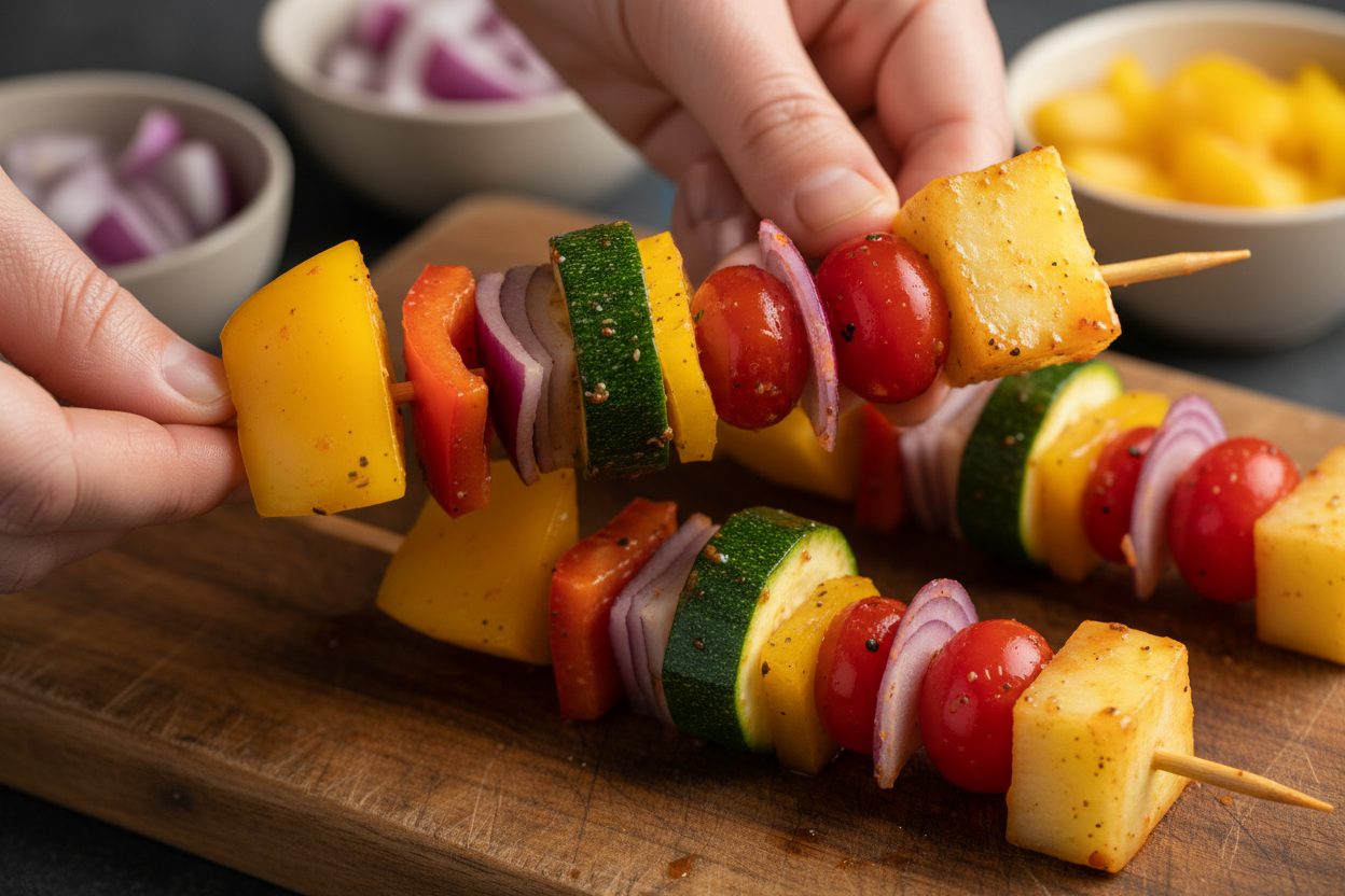 Easy Grilled Veggie Skewers with Balsamic Marinade 3 Easy Grilled Veggie Skewers preparation step 2
