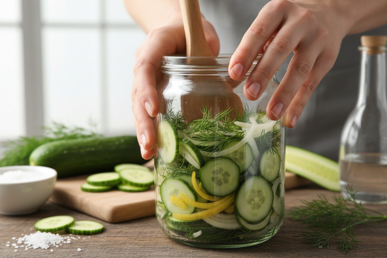Easy Quick Refrigerator Pickles preparation step 1