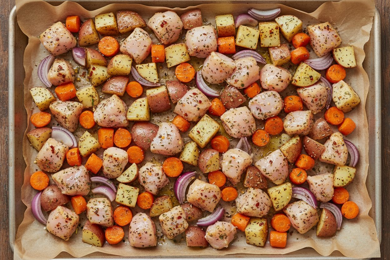 Easy Sheet Pan Chicken and Veggies preparation step 2