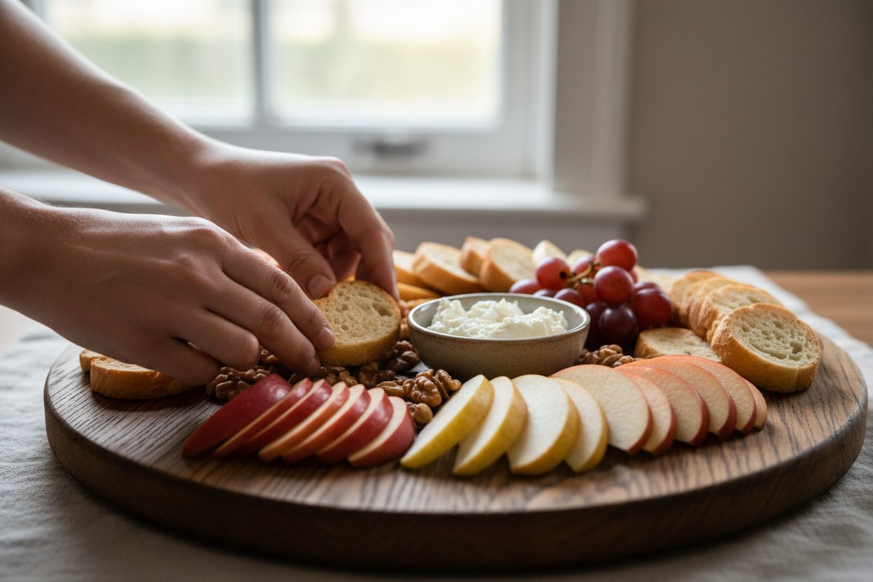 Fall Cheese Board preparation step 1