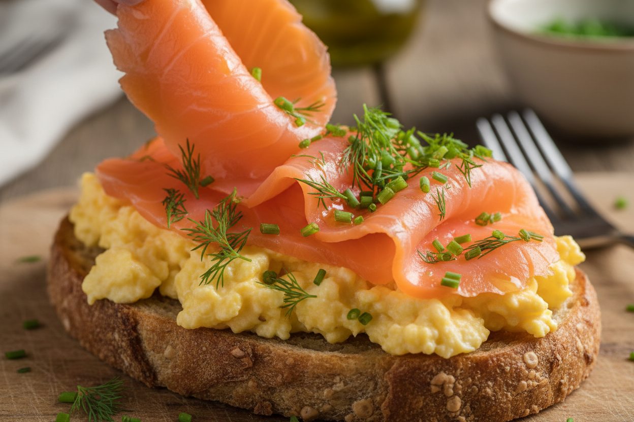 Easter Smoked Salmon Scrambled Eggs: Easy Brunch Recipe 3 Fluffy Easter Smoked Salmon and Scrambled Eggs preparation step 2