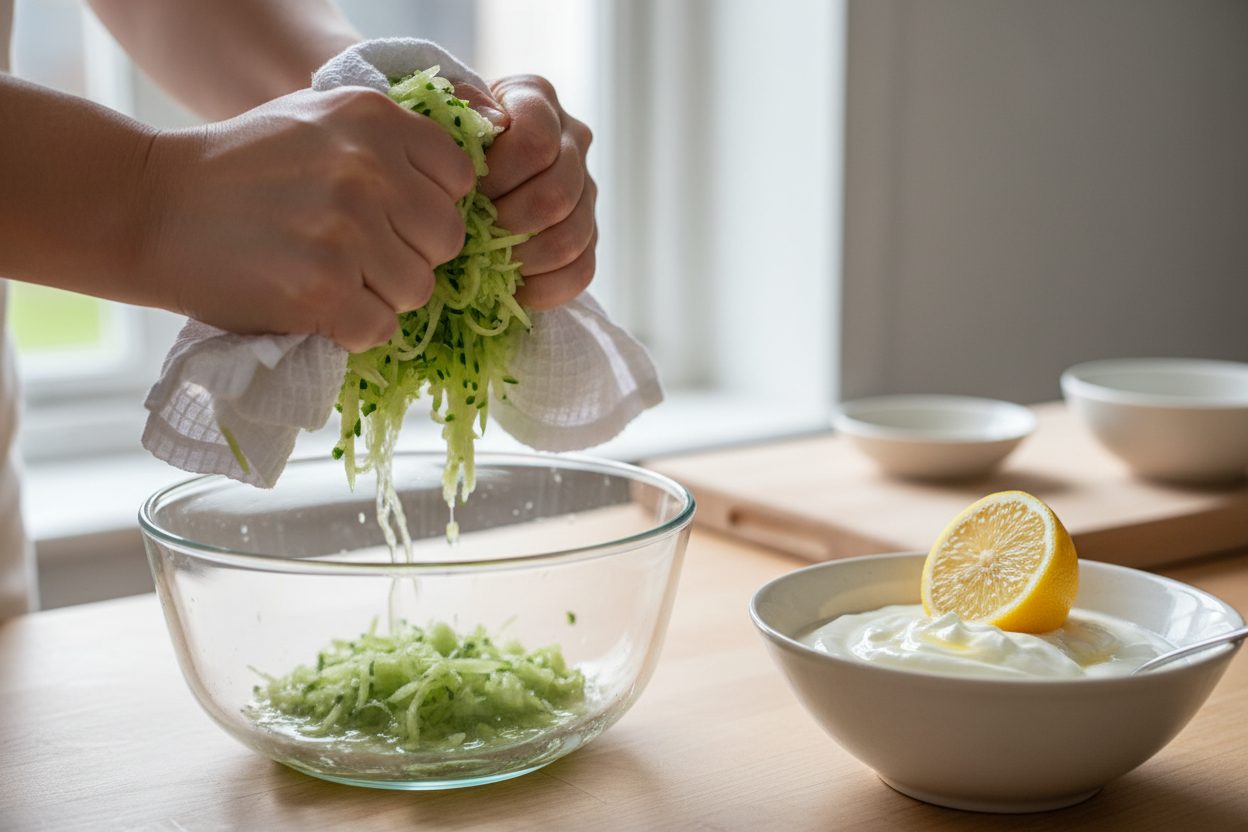 Fresh Lemon Herb Grilled Salmon Recipe with Easy Creamy Cucumber Dill Sauce preparation step 2