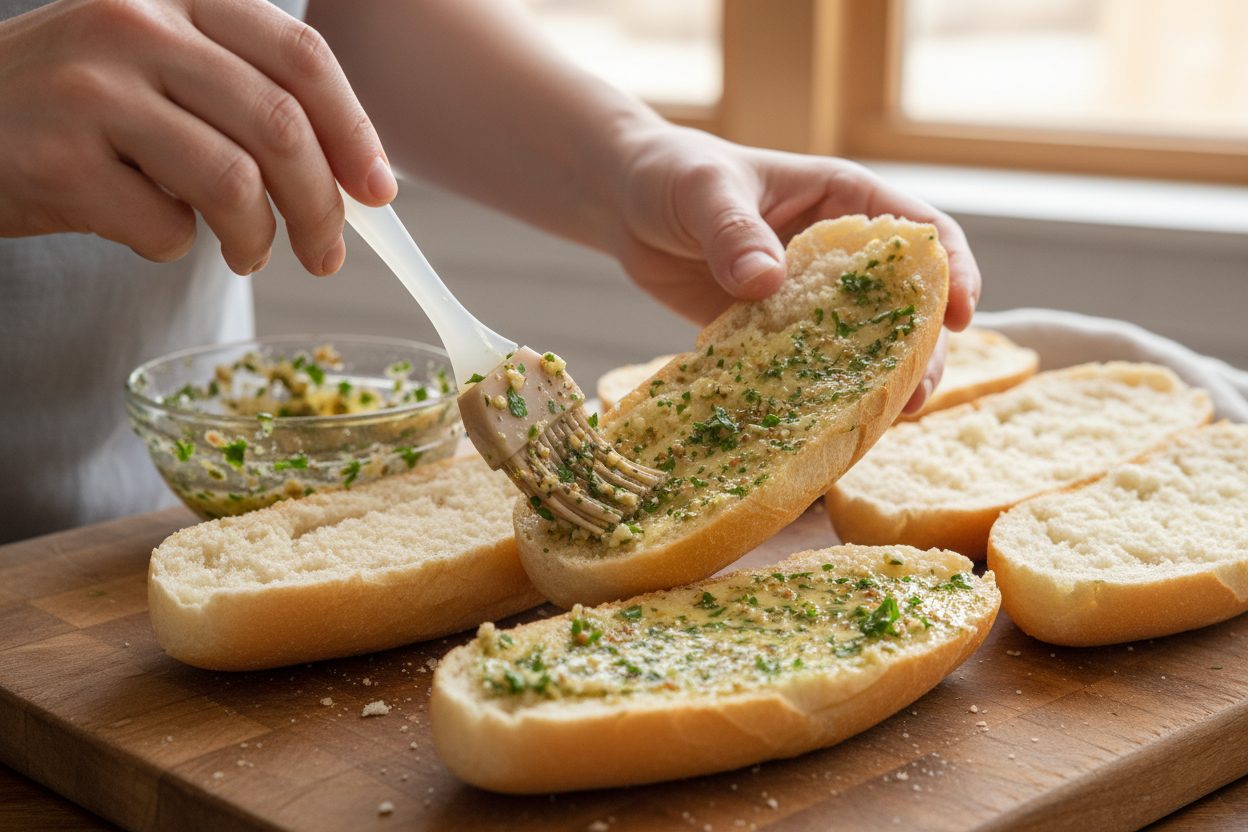 Garlic Bread Chicken Caesar Salad Subs preparation step 2