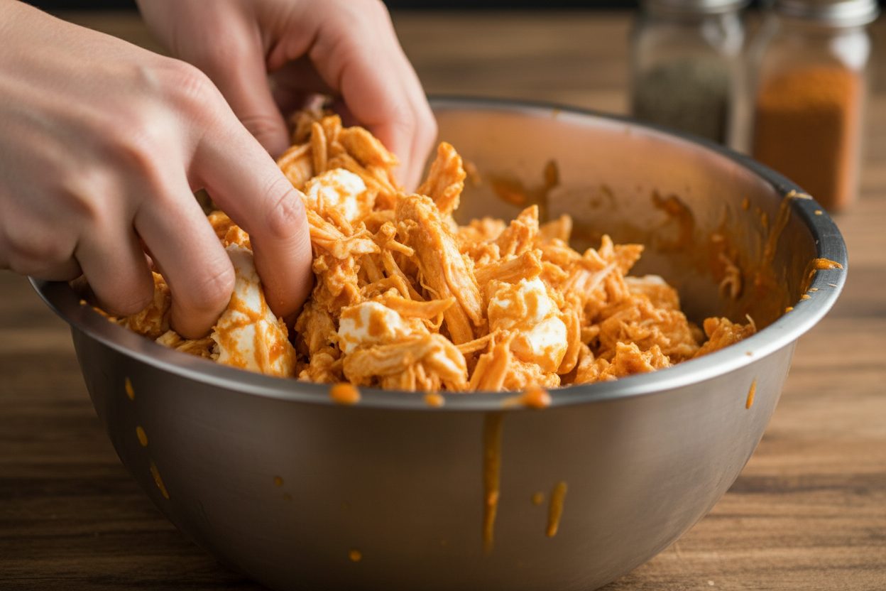 Halloween Buffalo Chicken Dip (Spooky Ghost Recipe) 2 Halloween Buffalo Chicken Dip preparation step 1