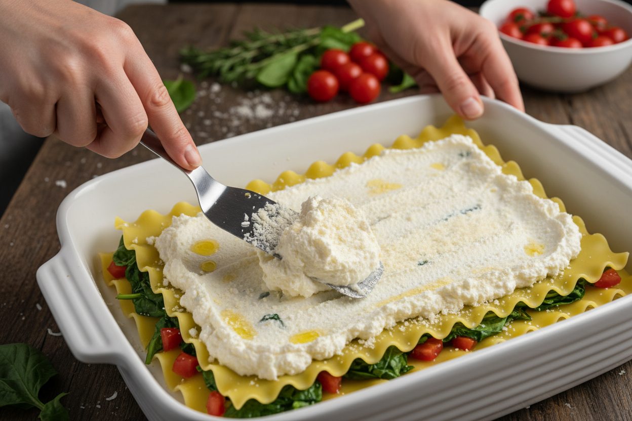 Healthy Creamy Veggie Lasagna preparation step 1