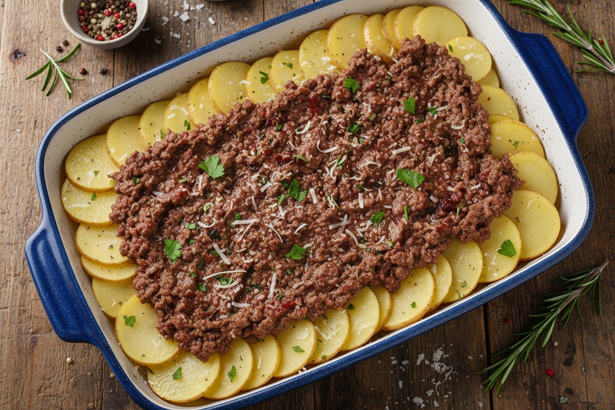 Healthy Loaded Beef and Potato Bake preparation step 2