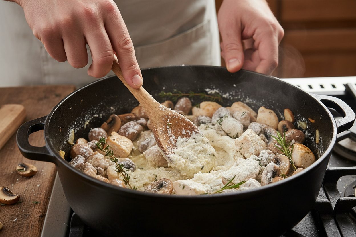 One Pot Gnocchi Chicken Pot Pie preparation step 2
