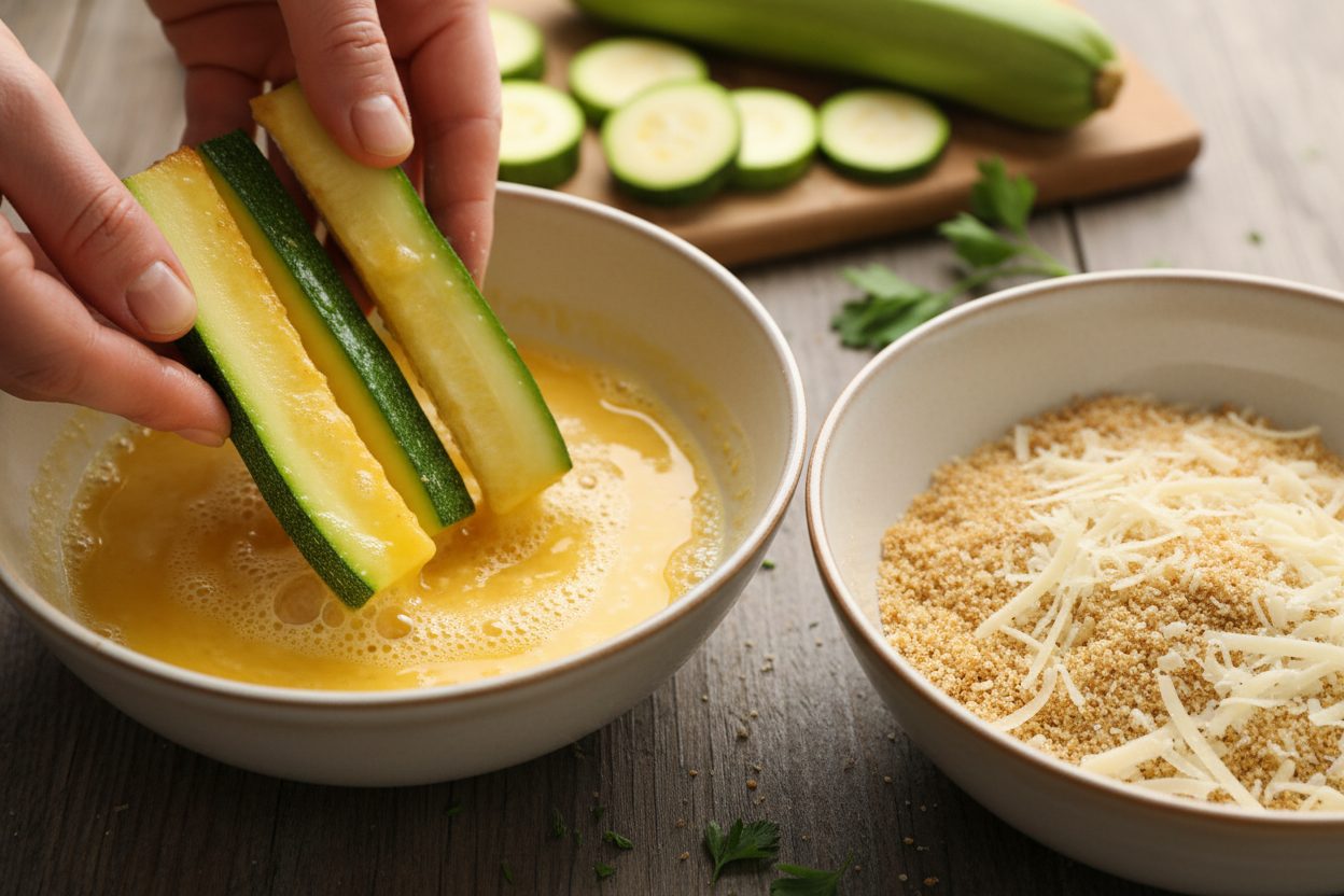 Parmesan Zucchini Fries preparation step 1