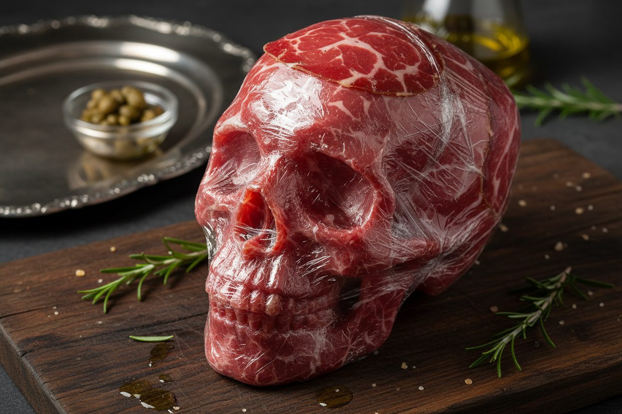 Spooky Halloween Beef Charcuterie Board (No Beef) 2 Skull Themed Antipasto Platter preparation step 1