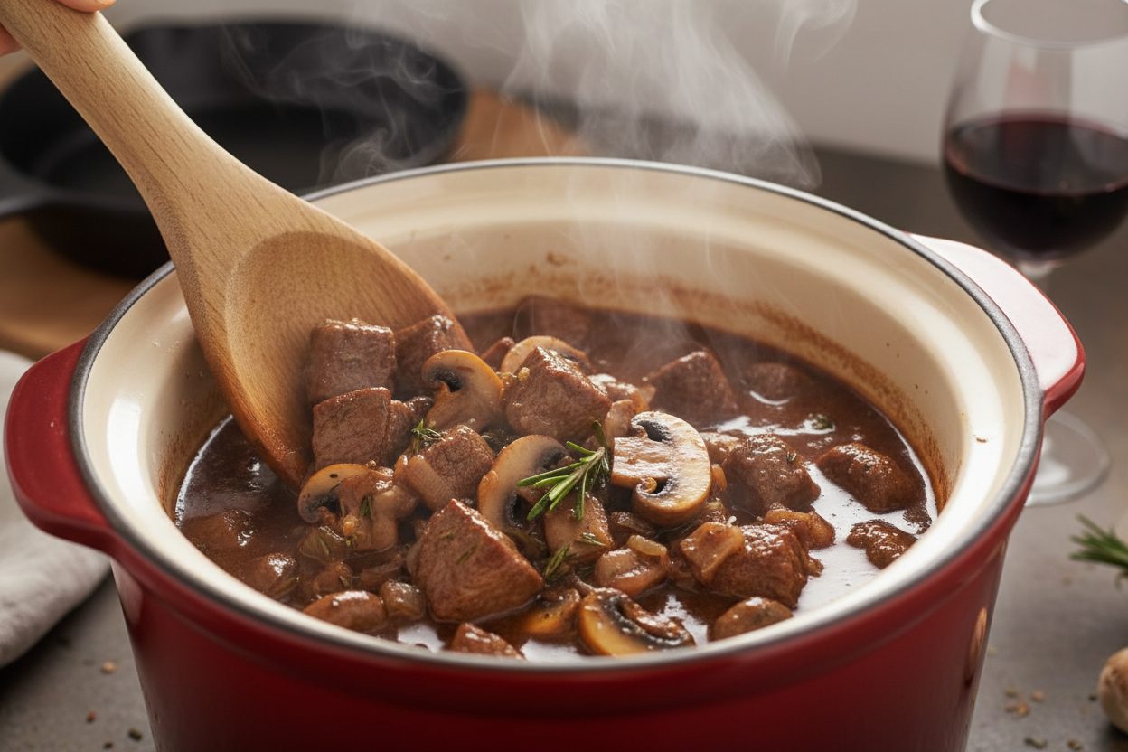 Cozy Crockpot Beef Marsala with Tortellini 2 Slow Cooker Creamy Marsala Beef Tortellini preparation step 1