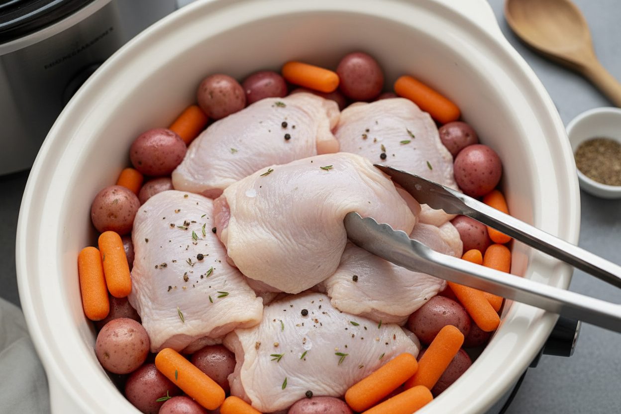 Easy Slow Cooker Honey Garlic Chicken and Vegetables 2 Slow Cooker Honey Garlic Chicken and Veggies preparation step 1