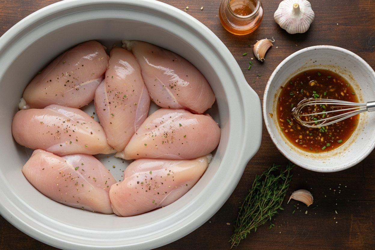 Slow Cooker Sweet Garlic Poultry Recipe 3 Slow Cooker Honey Garlic Chicken preparation step 2