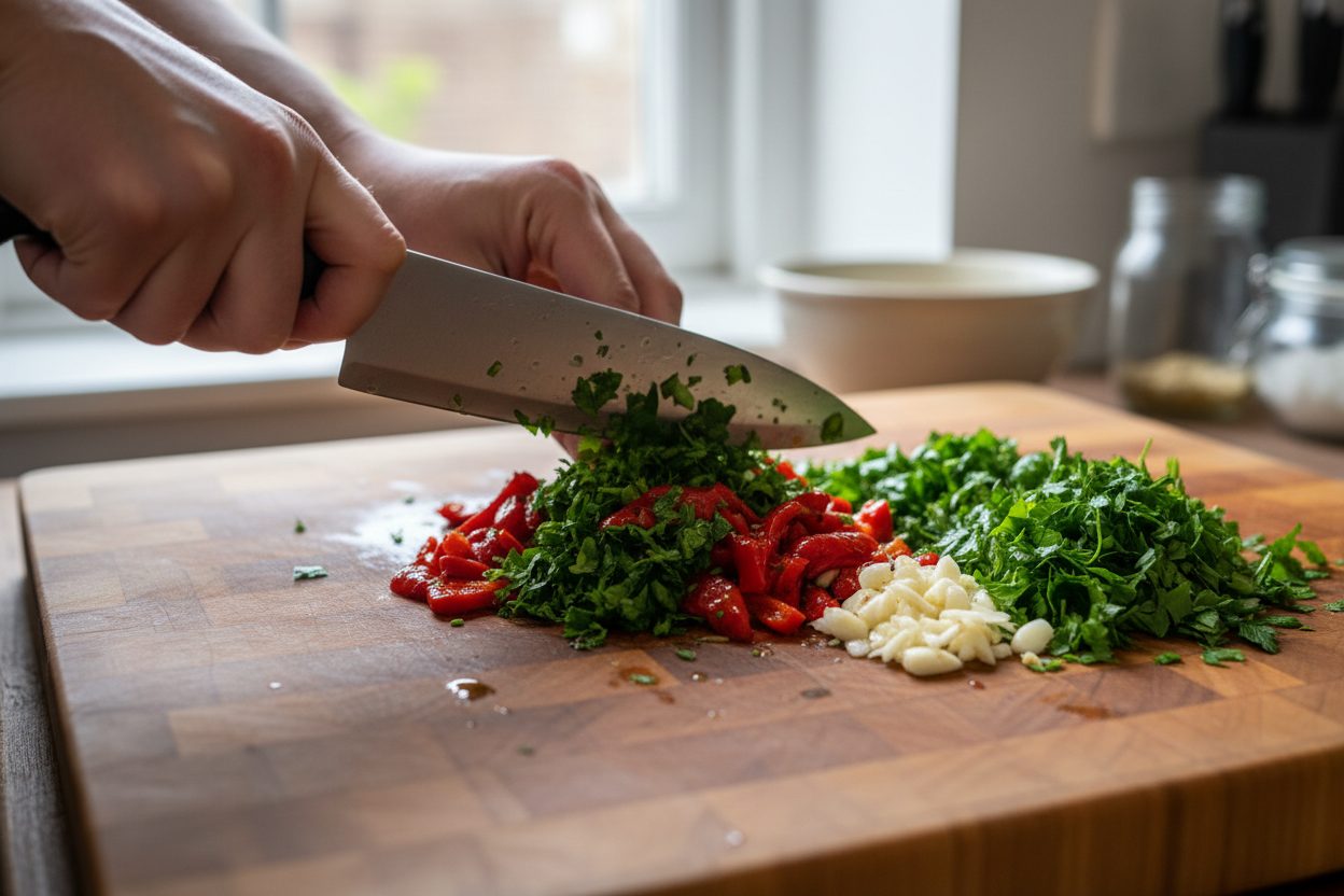 Authentic Chimichurri Rojo Recipe (Robust & Flavorful Sauce) 2 Smoky Red Chimichurri preparation step 1