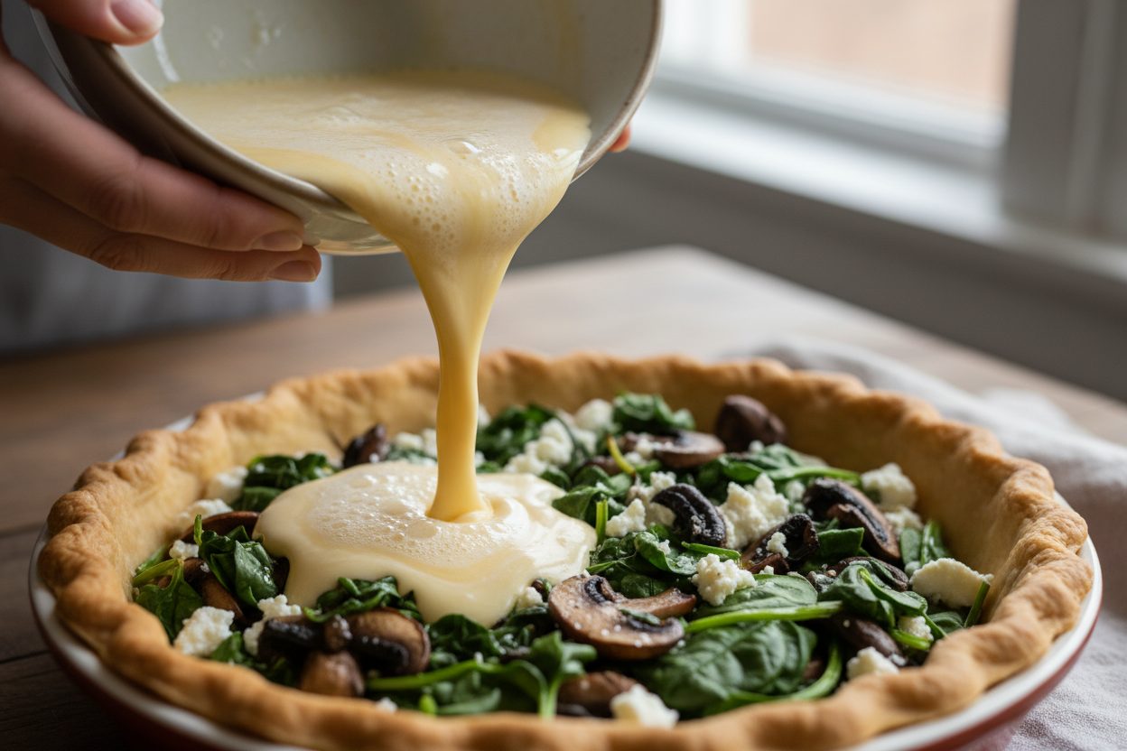 Spinach And Mushroom Quiche Recipe preparation step 2