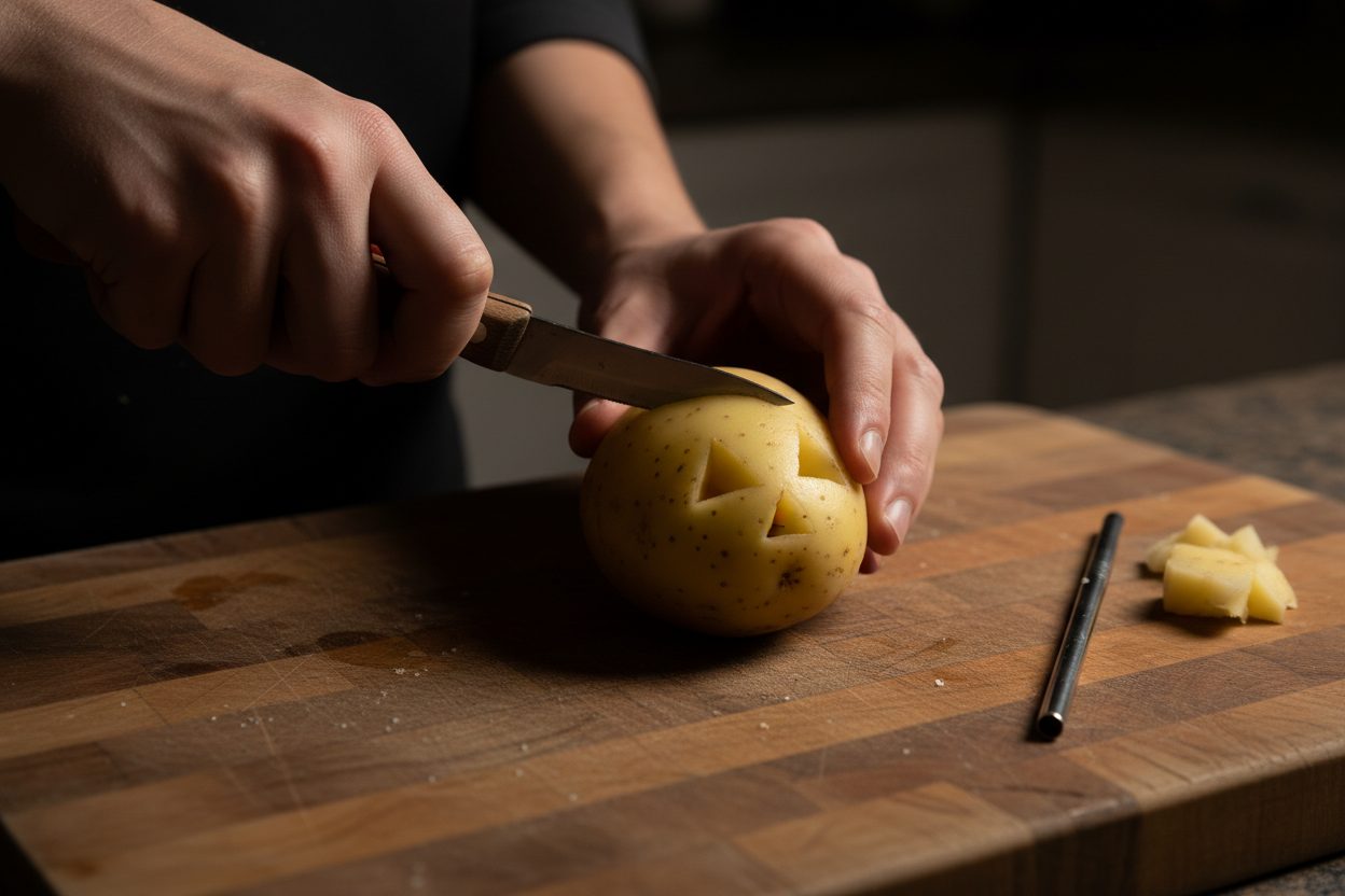 Spooky Roasted Skull Spuds: A Creepy Adult Party Appetizer 2 Spooky Halloween Skull Potatoes preparation step 1
