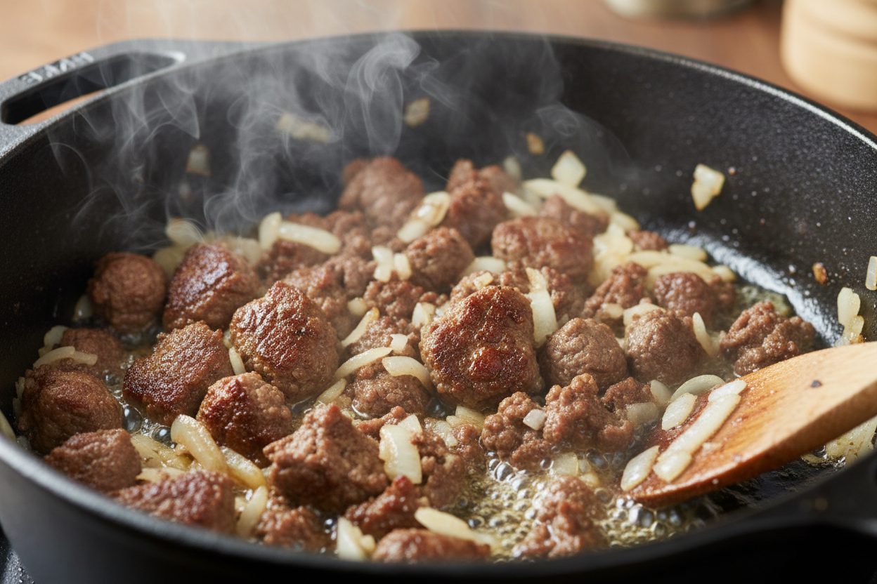 Super Easy Beef & Noodles - One Pot! preparation step 1