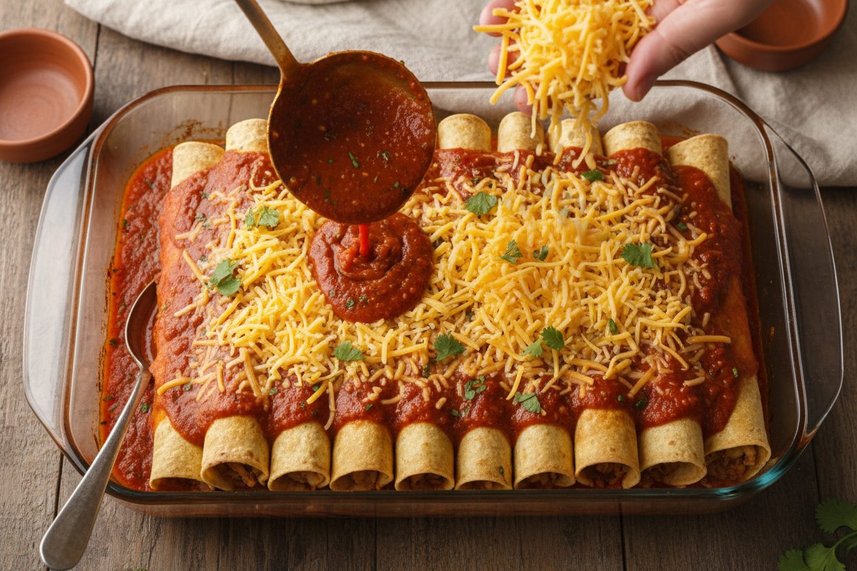 80+ Easy Autumn Weeknight Meals: Baked Cheesy Enchiladas 3 The Best Back to School Dinners preparation step 2