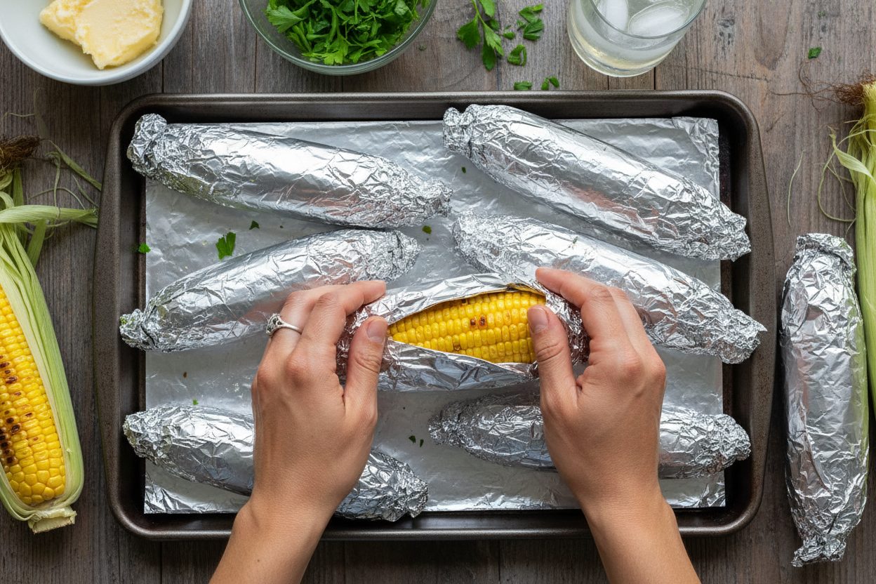 The Best Ever Oven Roasted Corn preparation step 2