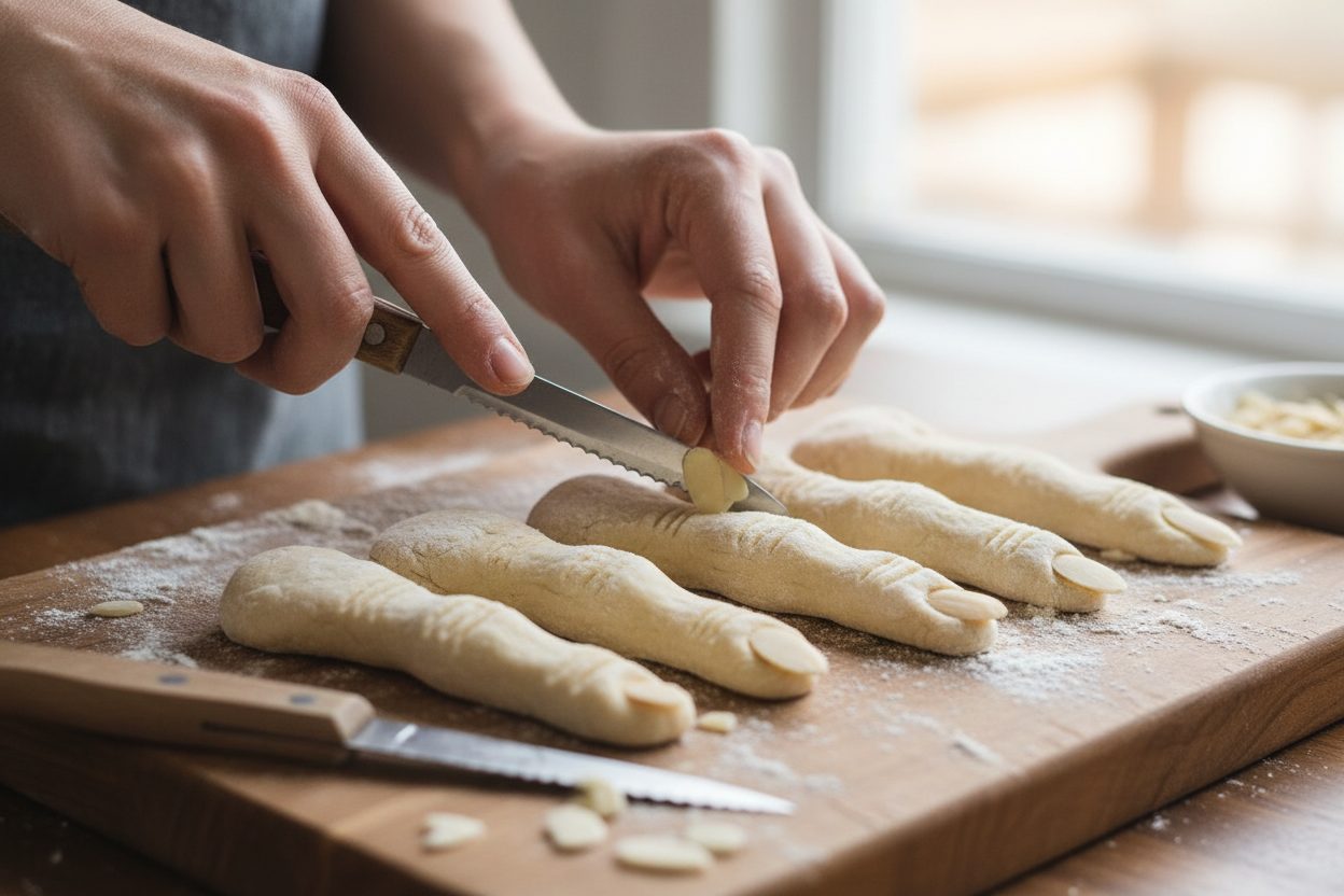 Spooky Whole Grain Halloween Finger Cookies Recipe 2 Whole Wheat Witch Fingers preparation step 1