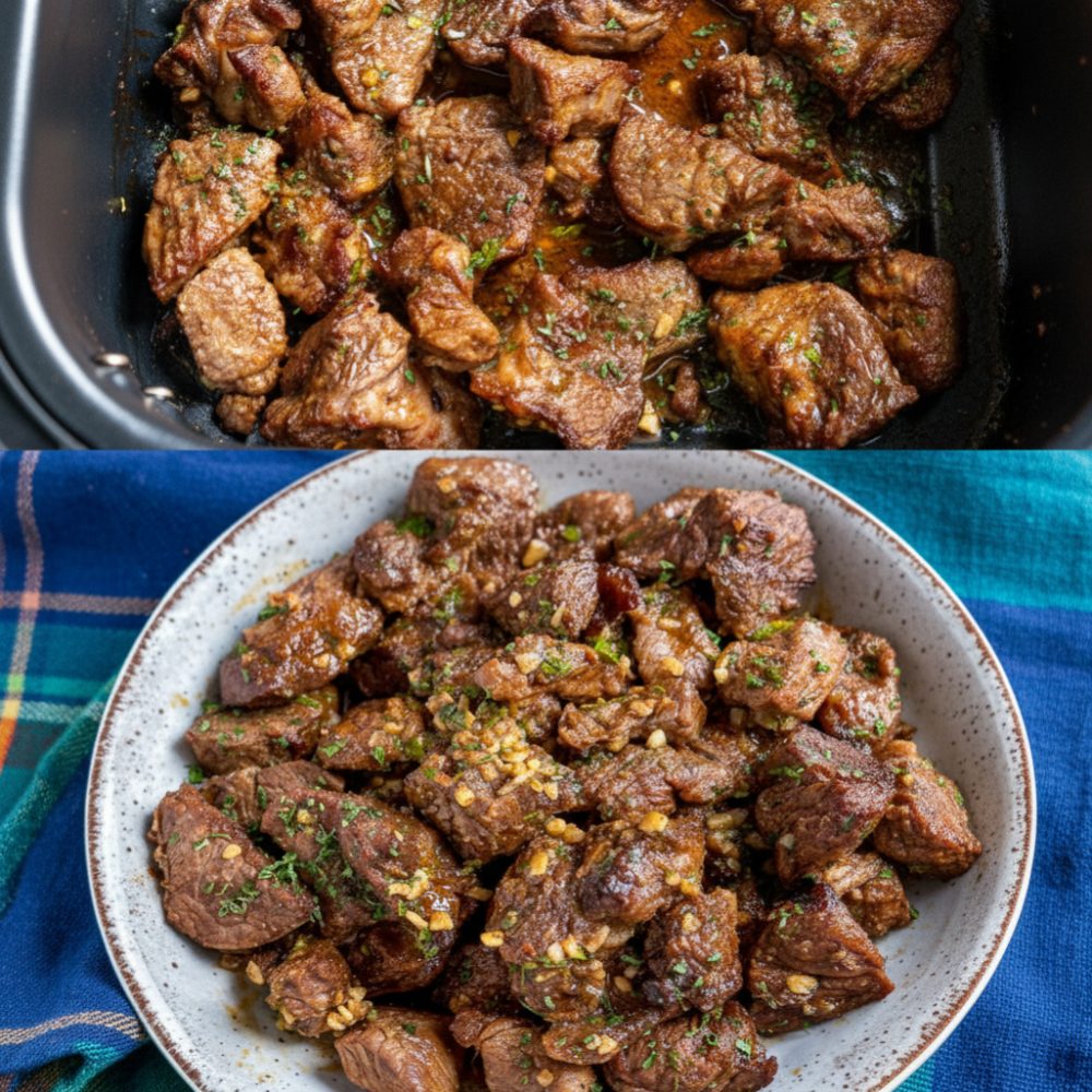 air fryer garlic butter steak bites featured 1782460437517