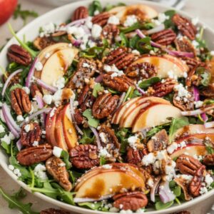Simple & Crisp Apple Arugula Salad with Maple Pecans