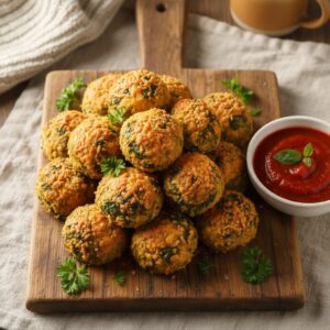 Cheesy Spinach Balls 4 cheesy spinach balls featured